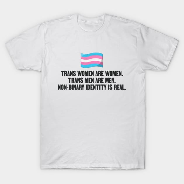 Trans Women Are Women, Trans Men Are Men, Nonbinary Identity Is Real T-Shirt by Football from the Left